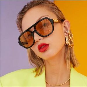 Poppy Lissiman JimBob Black/Yellow Sunglasses EUC